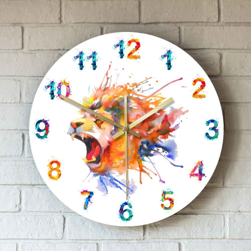 Klocka Akvarellfärg Lejon