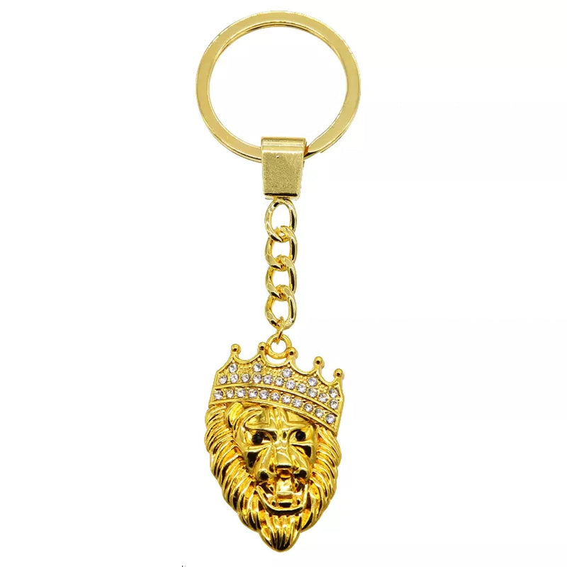 Guldfärgad Nyckelring Lejonhuvud