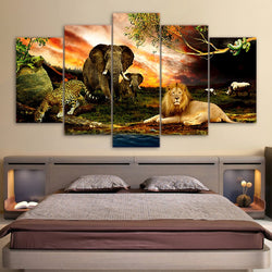 Elefant Lejon Målning